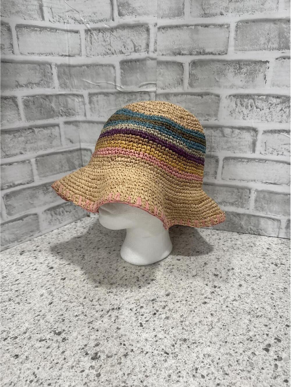 Wyeth Straw Multicolor Striped Wide Brim Sun Hat